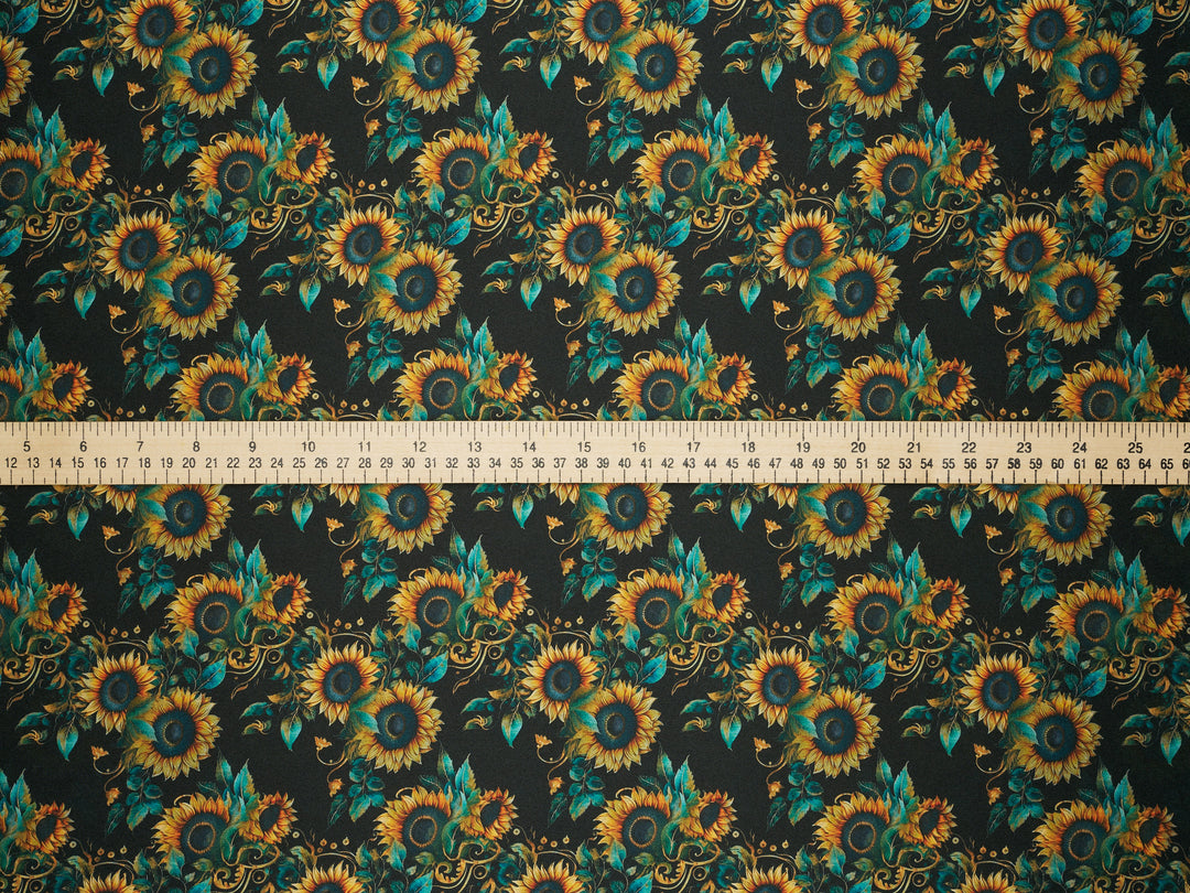 Sunflowers  - Silky Satin Charmeuse print - fabric by the yard -  double sublimation print