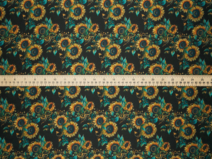 Sunflowers  - Silky Satin Charmeuse print - fabric by the yard -  double sublimation print
