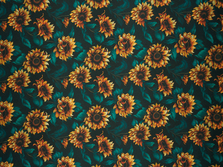 Sunflowers  - Silky Satin Charmeuse print - fabric by the yard -  double sublimation print