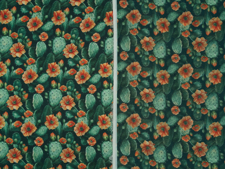 Orange  Cactus - Silky Satin Charmeuse print - fabric by the yard -  double sublimation print