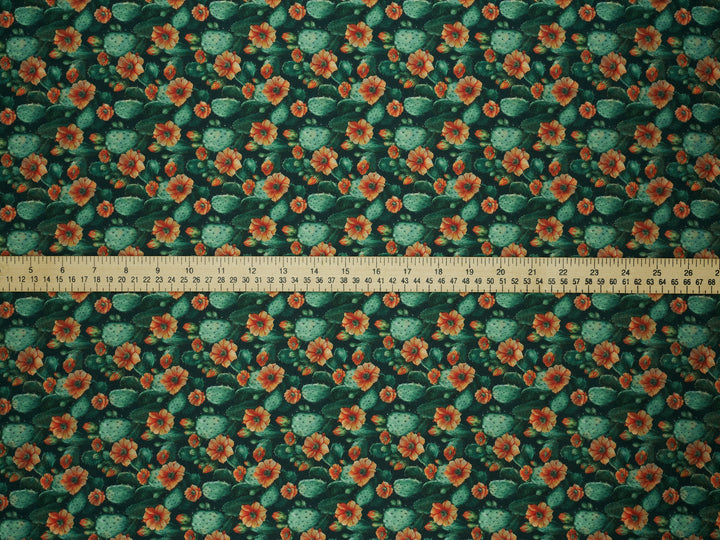 Orange  Cactus - Silky Satin Charmeuse print - fabric by the yard -  double sublimation print