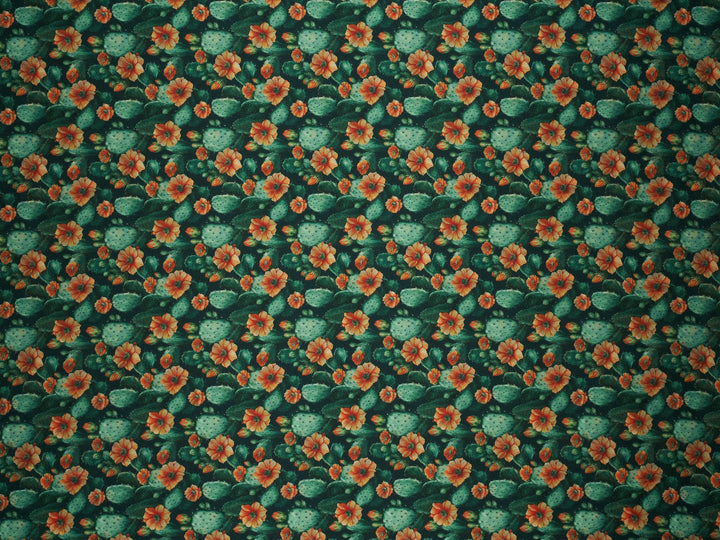 Orange  Cactus - Silky Satin Charmeuse print - fabric by the yard -  double sublimation print