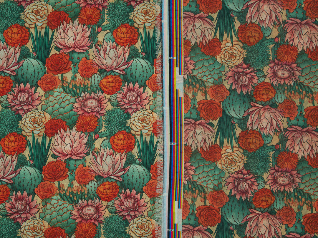 Copper Cactus - Silky Satin Charmeuse print - fabric by the yard -  double sublimation print