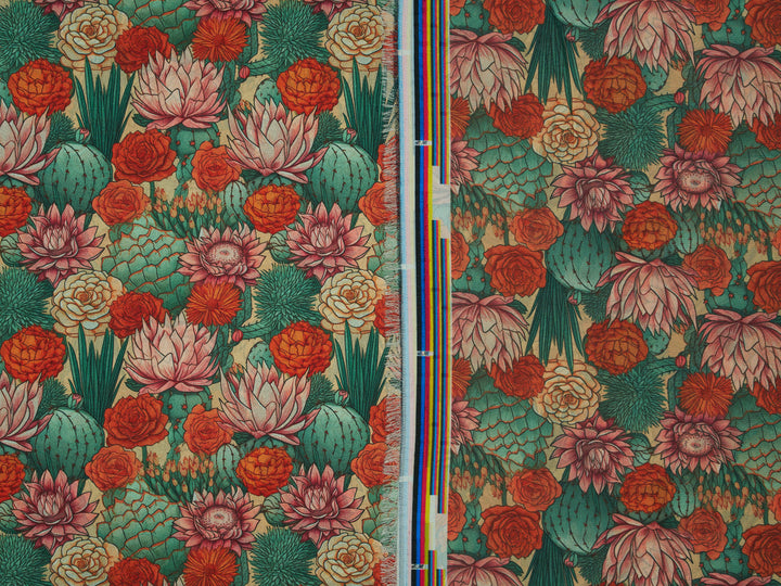 Copper Cactus - Silky Satin Charmeuse print - fabric by the yard -  double sublimation print