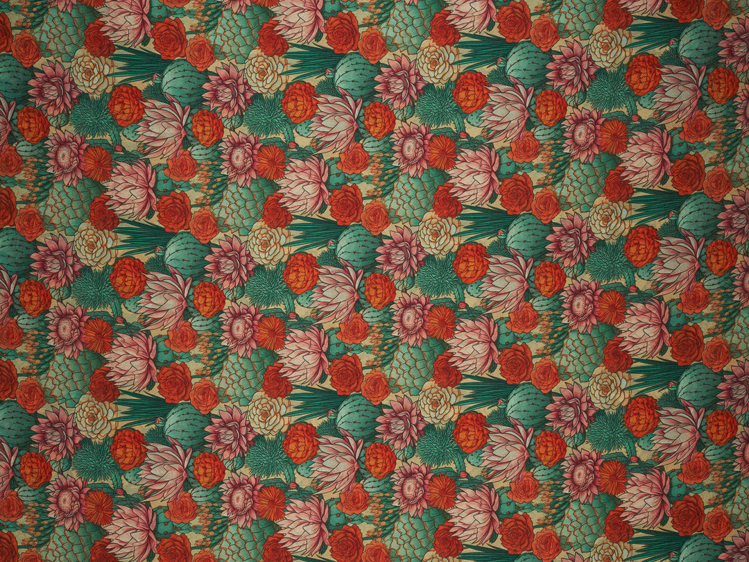 Copper Cactus - Silky Satin Charmeuse print - fabric by the yard -  double sublimation print