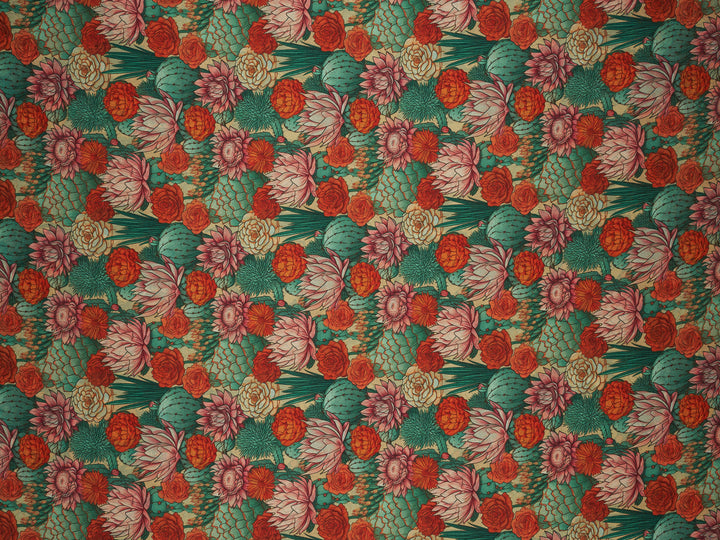 Copper Cactus - Silky Satin Charmeuse print - fabric by the yard -  double sublimation print
