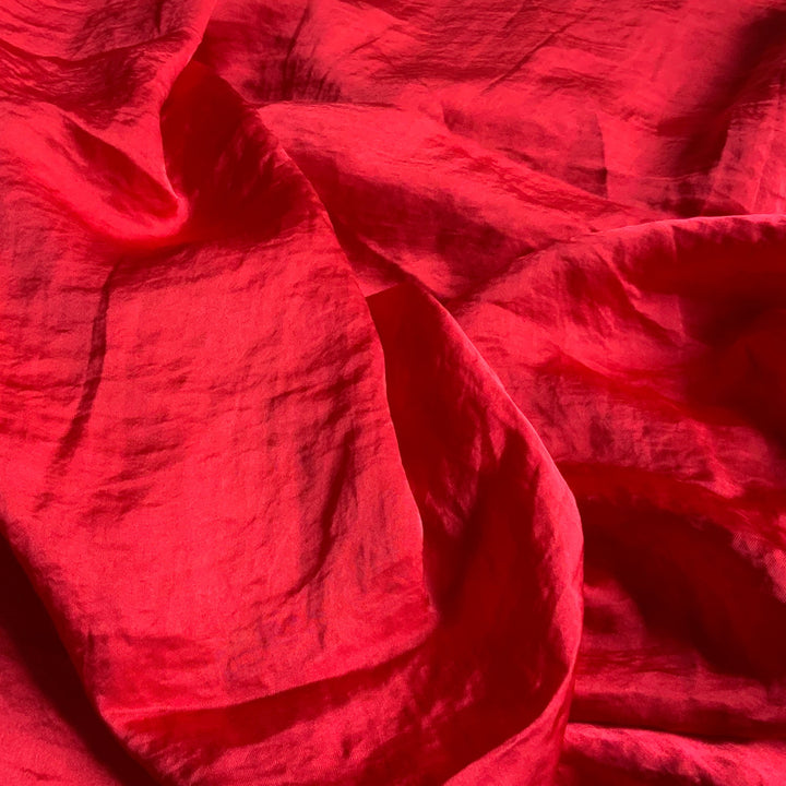 Lightweight  satin fabric by the yard -Chrome Red solid color