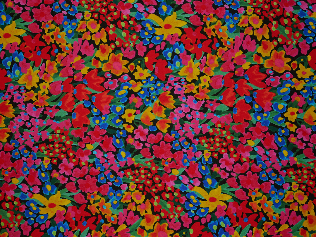 Colorful Dainty Floral   print -  silky satin dobby Lightweight   fabric