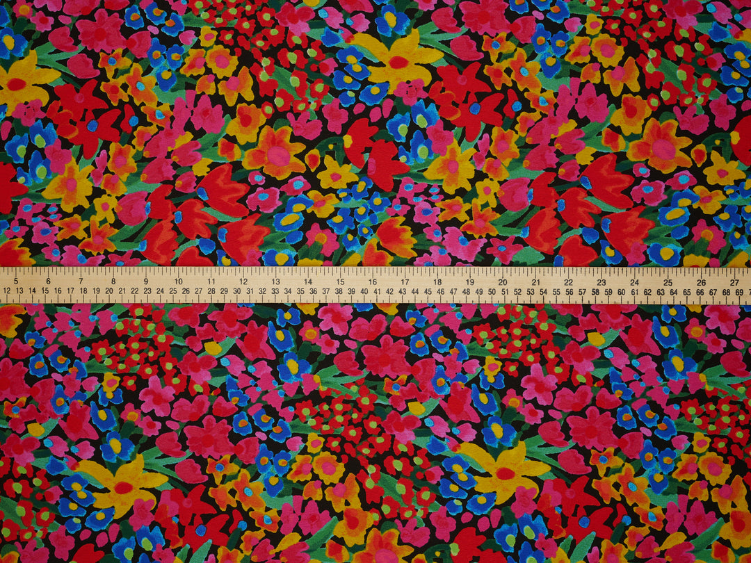 Colorful Dainty Floral   print -  silky satin dobby Lightweight   fabric