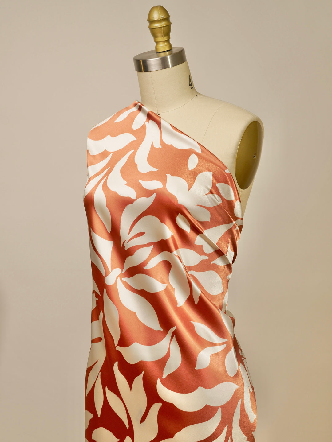 Leaves   two toned  print - Faux silk Satin  charmeuse fabric by the yard