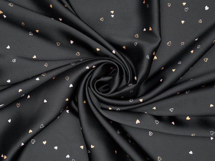 Lightweight  satin  fabric - Dainty hearts print