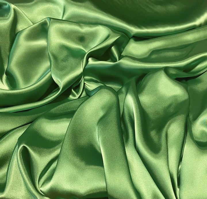 Charmeuse satin fabric by the yard - Pea Green solid