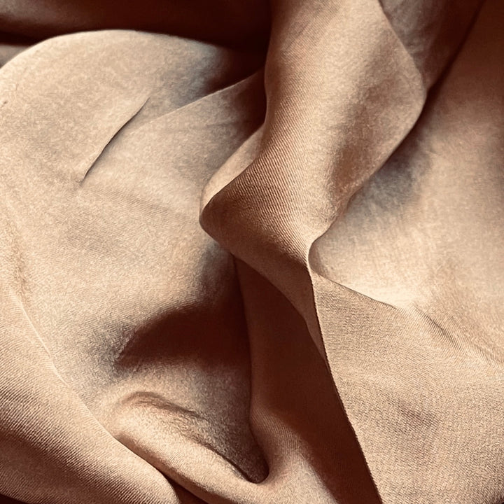 Lightweight  satin fabric by the yard - Dusty Brown solid color