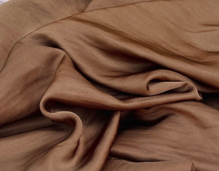 Lightweight  satin fabric by the yard - Dusty Cinnamon solid color