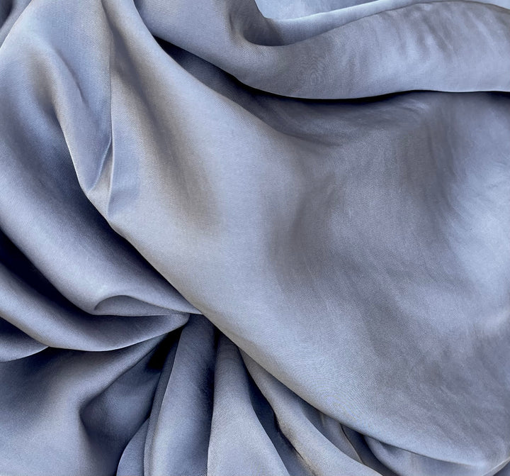 Lightweight  satin fabric by the yard - Pewter solid color