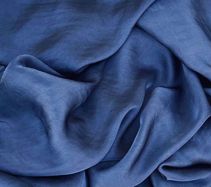 Lightweight  satin fabric by the yard -  Dark Cobalt solid color