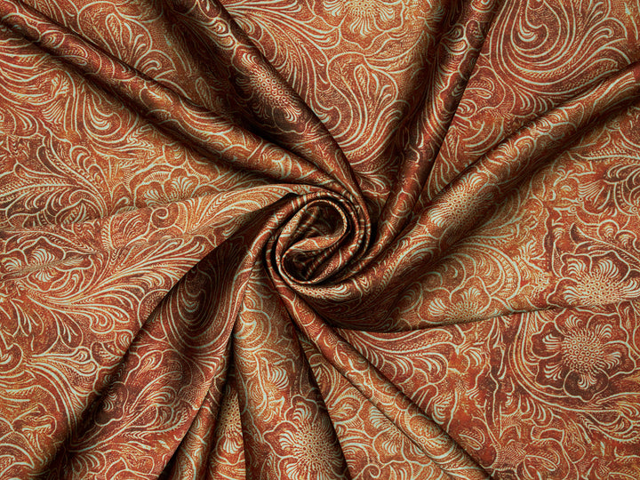 Tooled Floral  - Silky Satin Charmeuse print - fabric by the yard -  double sublimation print