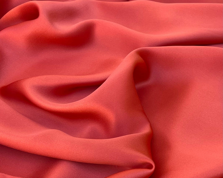 Deep Coral  SILK CHARMEUSE fabric by the yard - solid color 100% silk