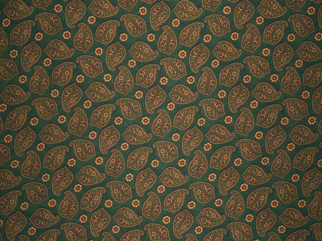 Green Paisley   - Silky Satin Charmeuse print - fabric by the yard -  double sublimation print