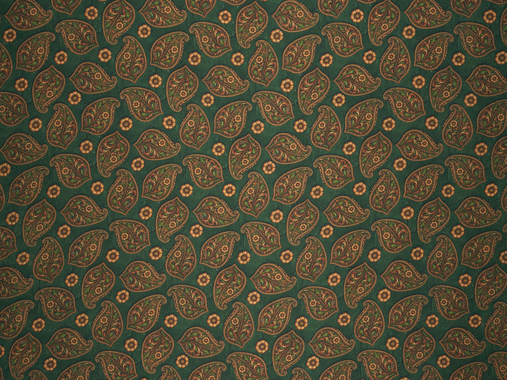 Green Paisley   - Silky Satin Charmeuse print - fabric by the yard -  double sublimation print