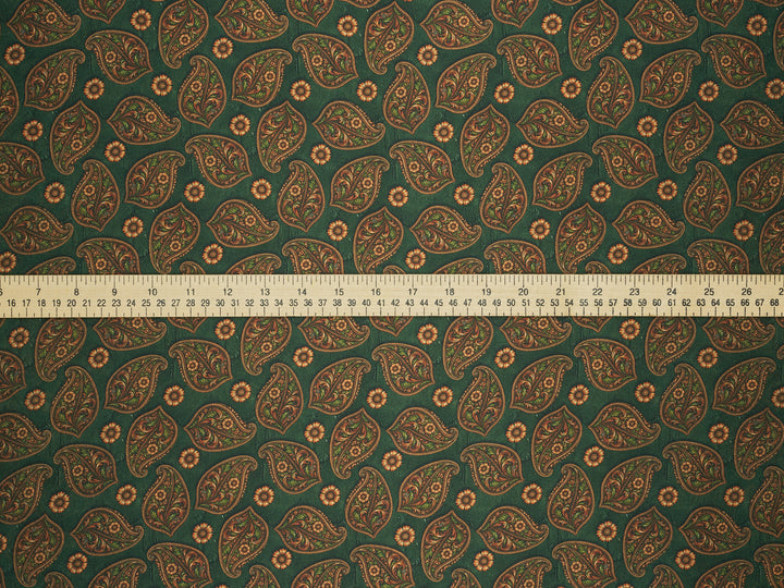 Green Paisley   - Silky Satin Charmeuse print - fabric by the yard -  double sublimation print