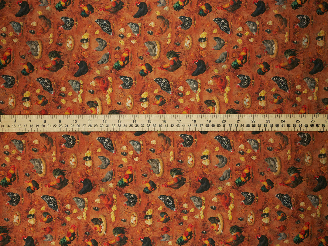 Chicken Print    - Silky Satin Charmeuse print - fabric by the yard -  double sublimation print