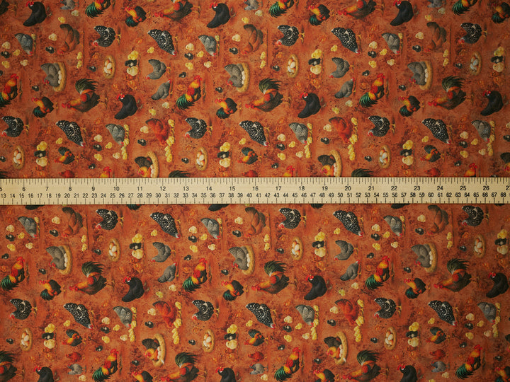 Chicken Print    - Silky Satin Charmeuse print - fabric by the yard -  double sublimation print