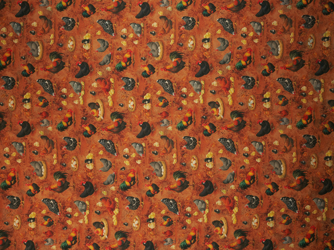 Chicken Print    - Silky Satin Charmeuse print - fabric by the yard -  double sublimation print