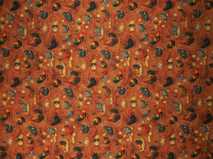 Chicken Print    - Silky Satin Charmeuse print - fabric by the yard -  double sublimation print