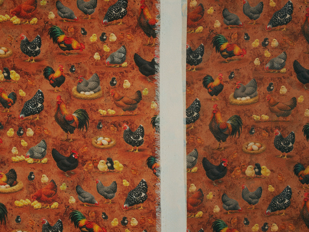 Chicken Print    - Silky Satin Charmeuse print - fabric by the yard -  double sublimation print