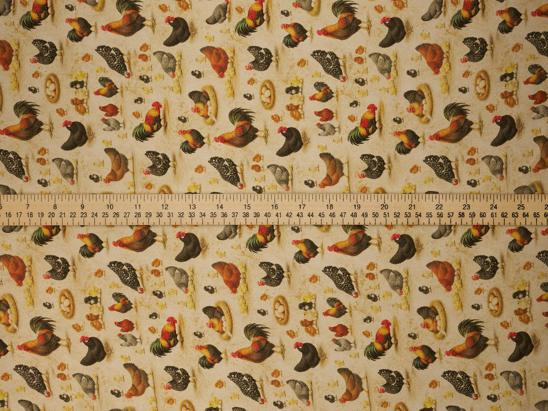 Chicken Print    - Silky Satin Charmeuse print - fabric by the yard -   sublimation print