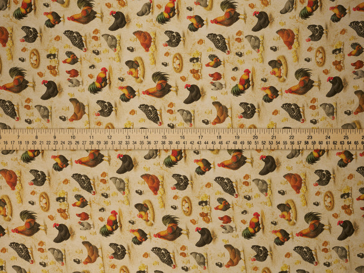Chicken Print    - Silky Satin Charmeuse print - fabric by the yard -   sublimation print
