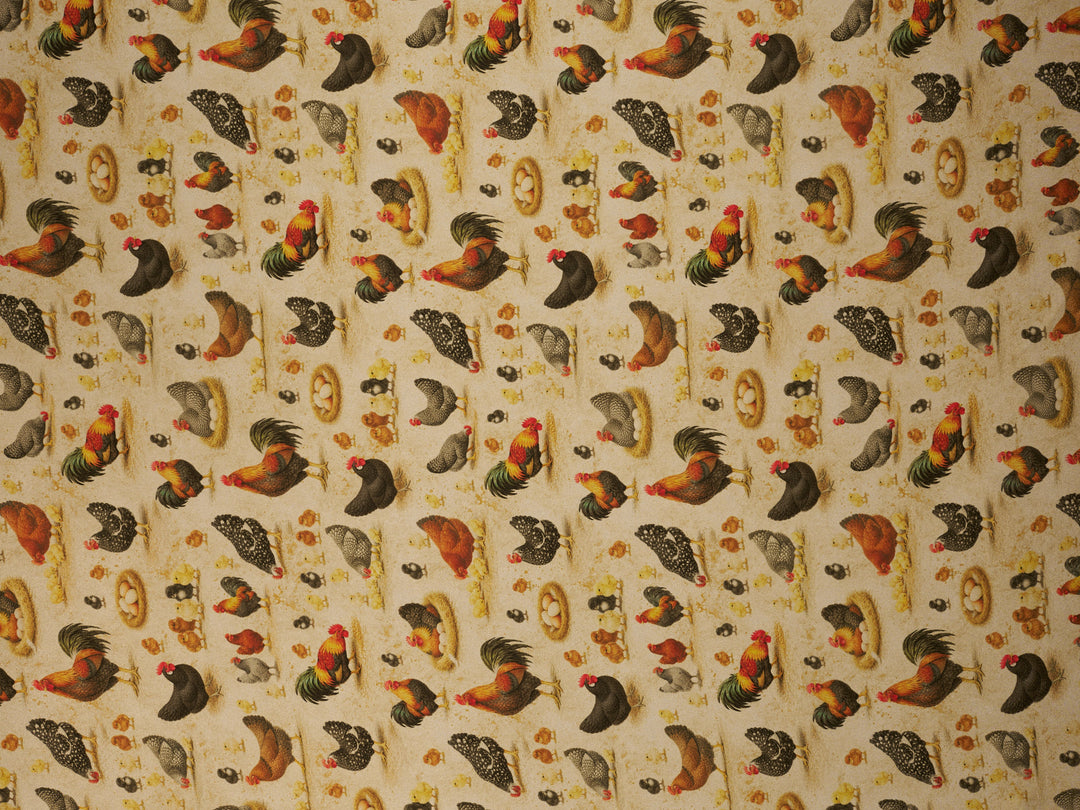 Chicken Print    - Silky Satin Charmeuse print - fabric by the yard -   sublimation print