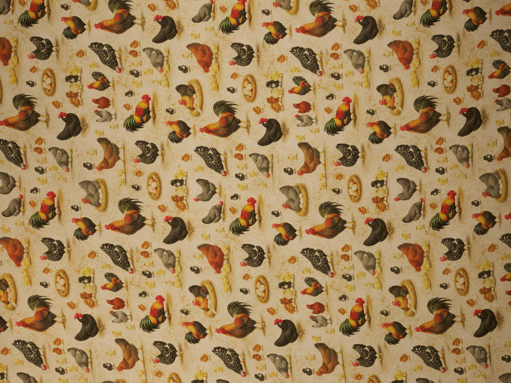 Chicken Print    - Silky Satin Charmeuse print - fabric by the yard -   sublimation print