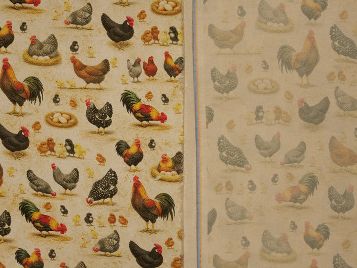 Chicken Print    - Silky Satin Charmeuse print - fabric by the yard -   sublimation print