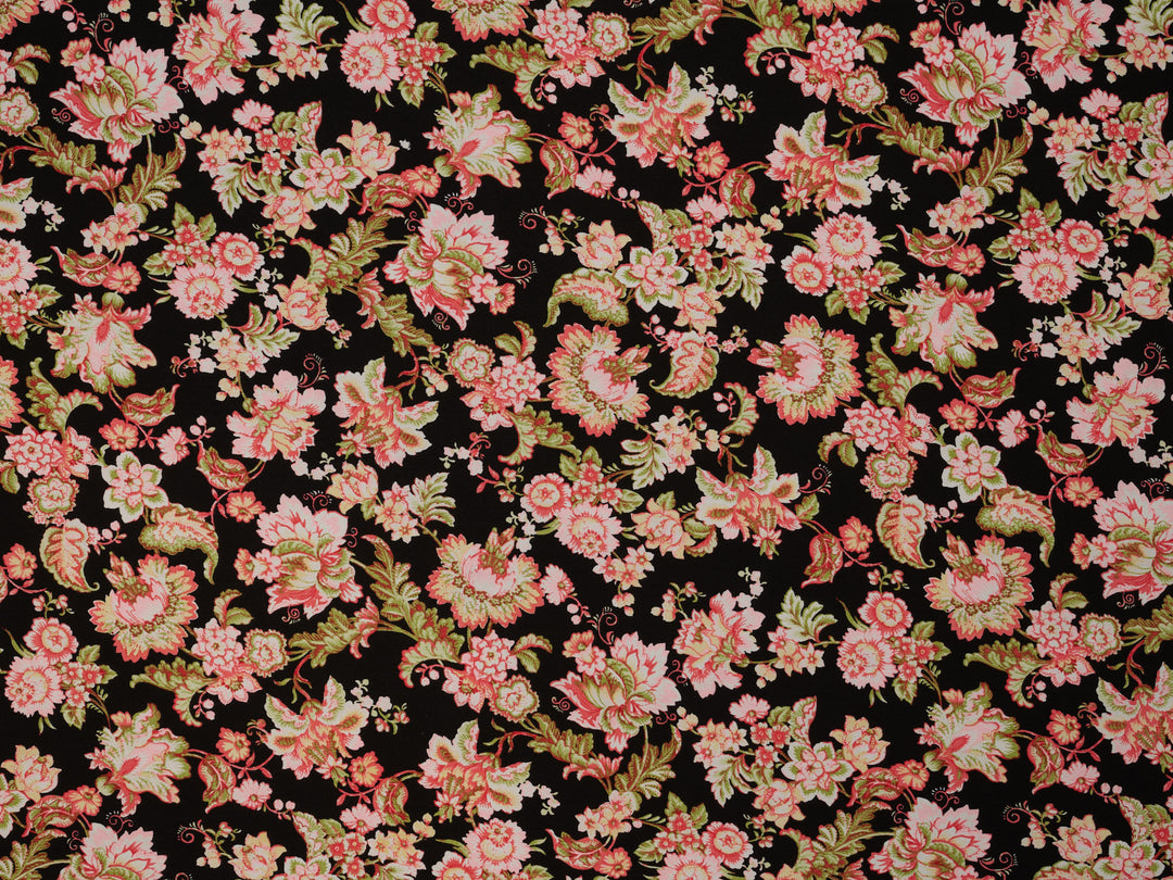 Red floral nature print -  Woolpeach fabric by the yard - soft flowy fabric