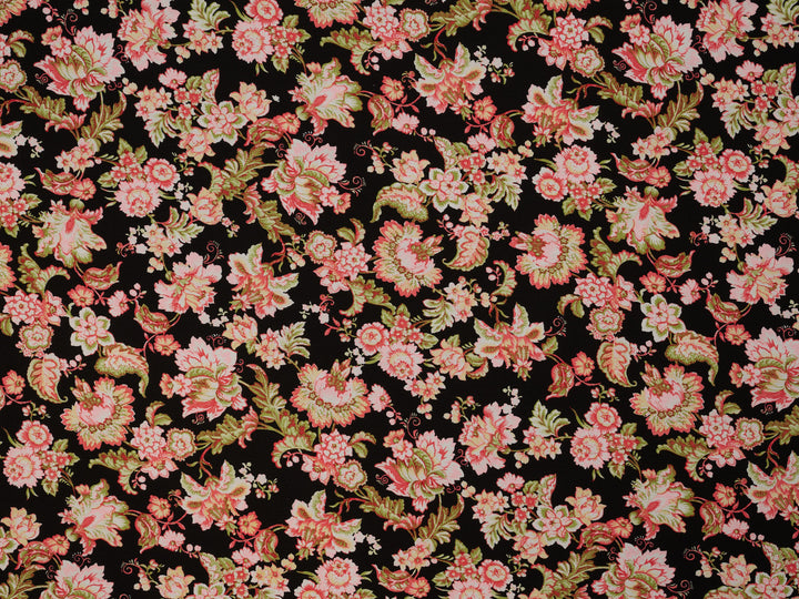Red floral nature print -  Woolpeach fabric by the yard - soft flowy fabric