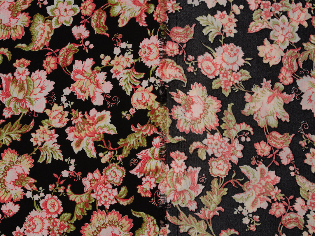 Red floral nature print -  Woolpeach fabric by the yard - soft flowy fabric