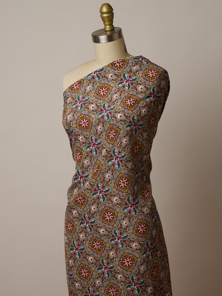 Peachskin  fabric by the yard - Jewels border print