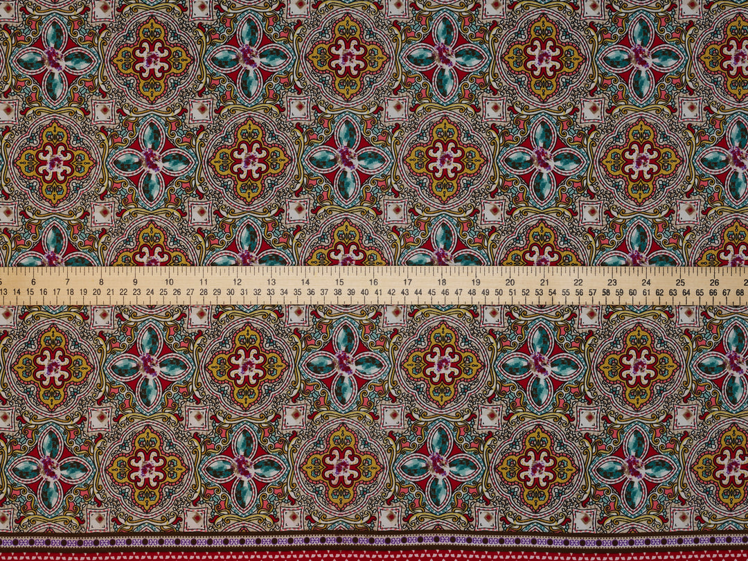 Peachskin  fabric by the yard - Jewels border print