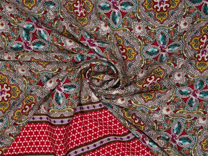Peachskin  fabric by the yard - Jewels border print