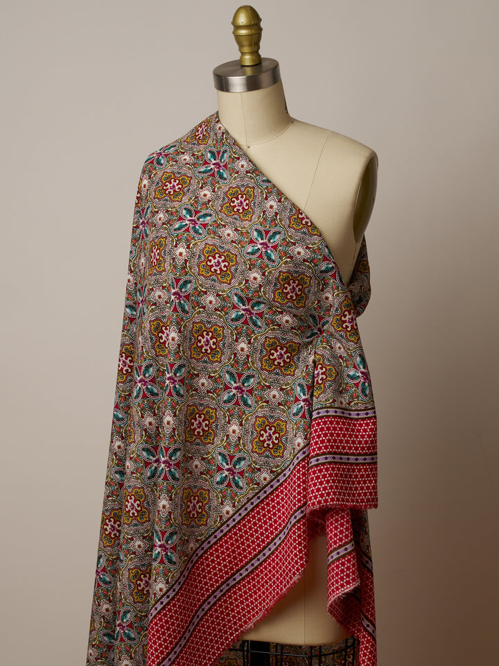 Peachskin  fabric by the yard - Jewels border print