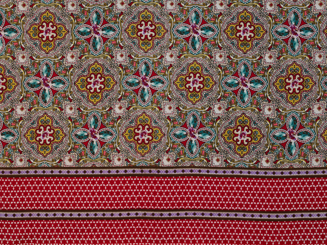 Peachskin  fabric by the yard - Jewels border print