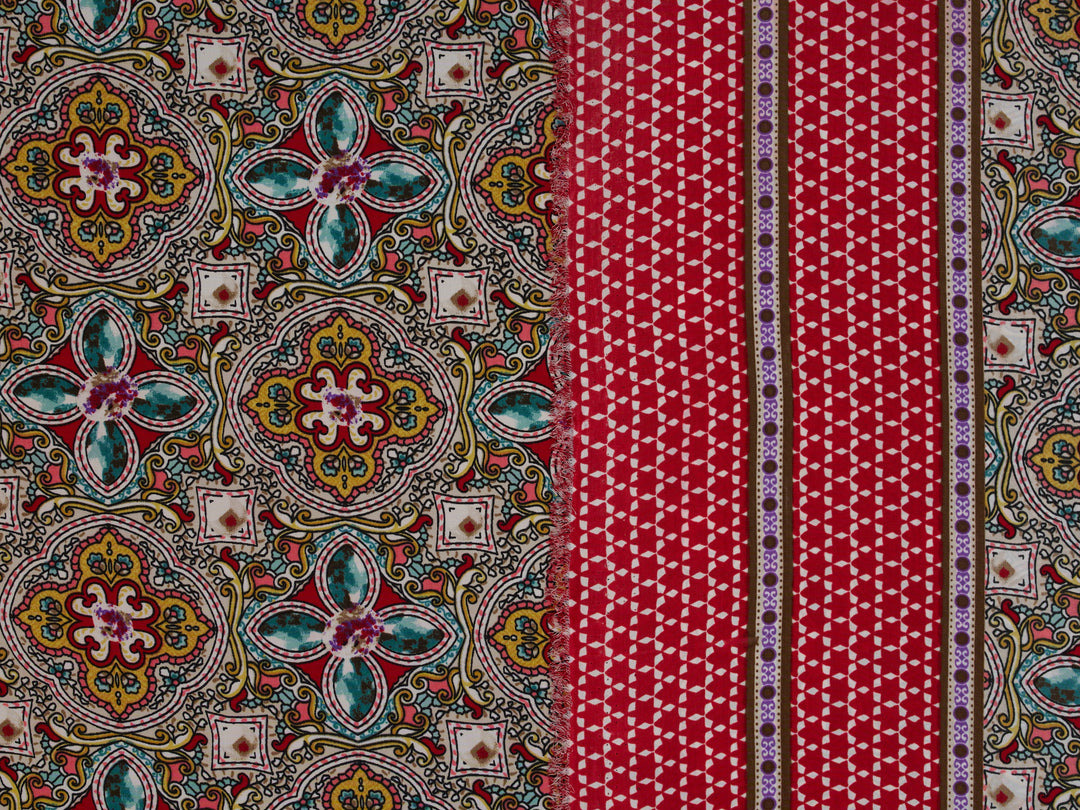 Peachskin  fabric by the yard - Jewels border print