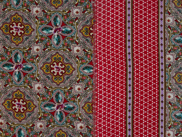 Peachskin  fabric by the yard - Jewels border print