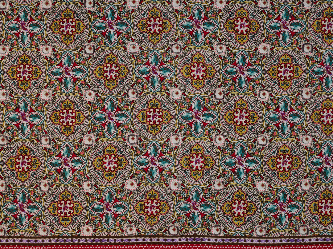 Peachskin  fabric by the yard - Jewels border print