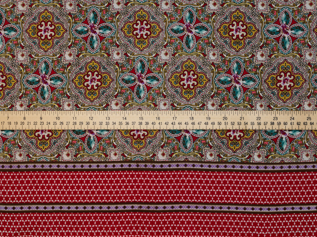 Peachskin  fabric by the yard - Jewels border print