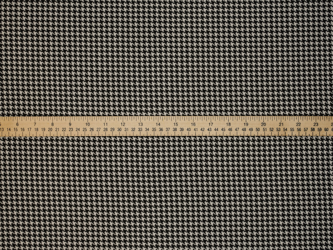Lightweight  satin dobby fabric by the yard - Black And White Houndstooth
