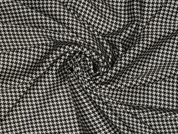 Lightweight  satin dobby fabric by the yard - Black And White Houndstooth