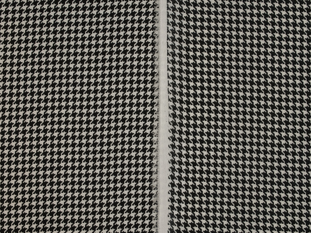 Lightweight  satin dobby fabric by the yard - Black And White Houndstooth